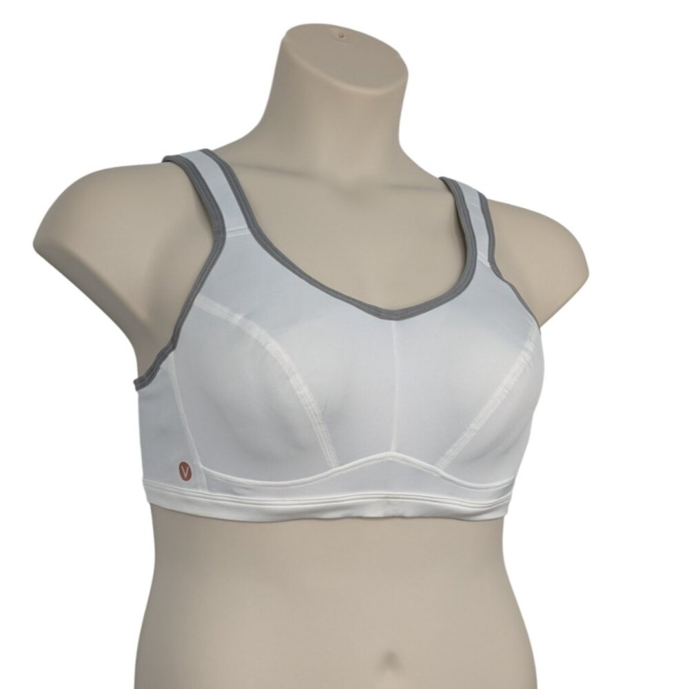Livi Active Sports Bra 38C Full Coverage Underwire Sports White Gray - Picture 7 of 9